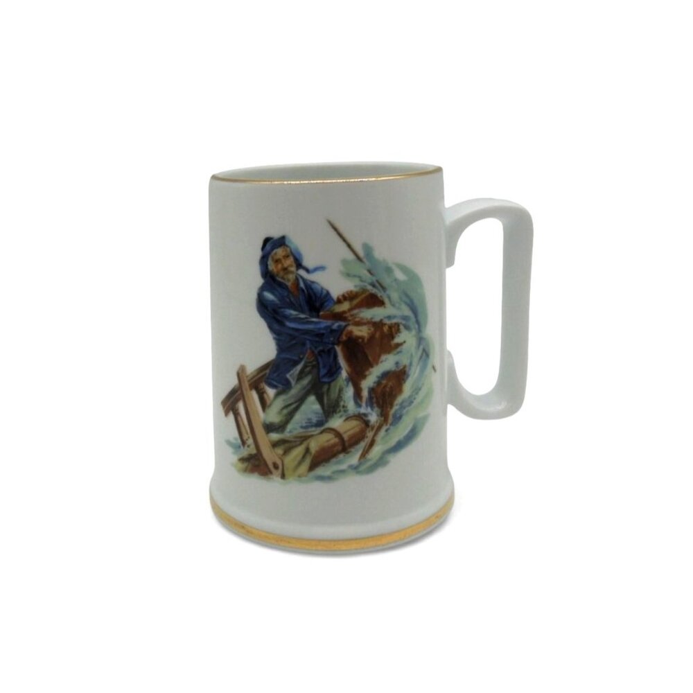 Braving The Storm Norman Rockwell Ceramic Stein Mug 80s Vintage